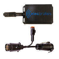 Electric Brake Controller + Plug & Play Adapter Large Round 7 pin to Large Round 7 pin Socket (Bundle)