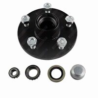Trailer Hub 6'' Inch Ford 5 Stud With LM Bearings Dust Cap and Seals - Natural Steel