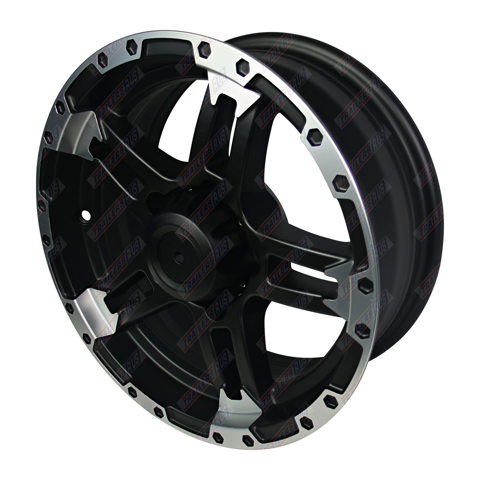 14'' Inch Alloy Ford Trailer Rim Black and Silver 955Kg Rated - TRU