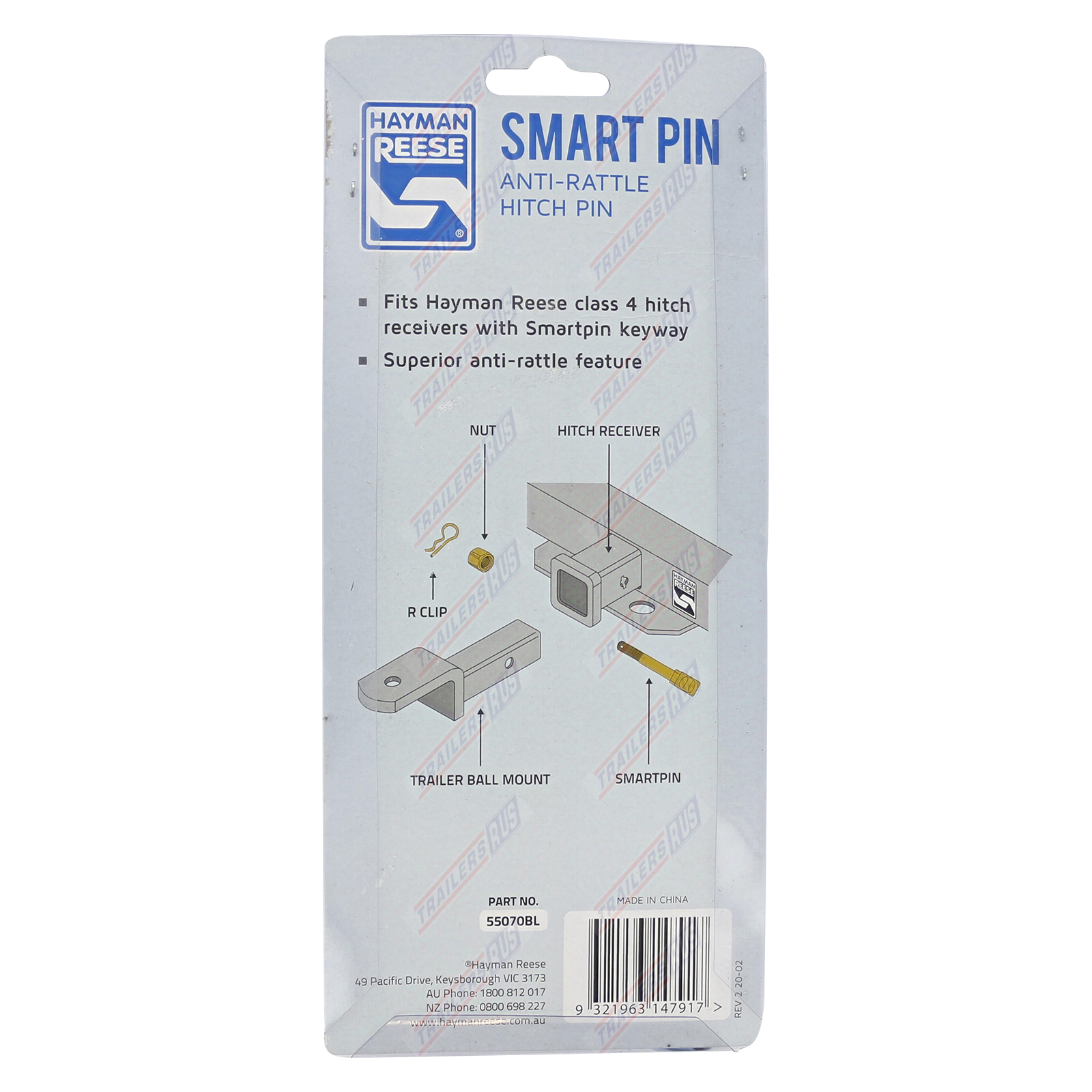Smart Pin AntiRattle Hitch Pin Genuine Hayman Reese 55070BL