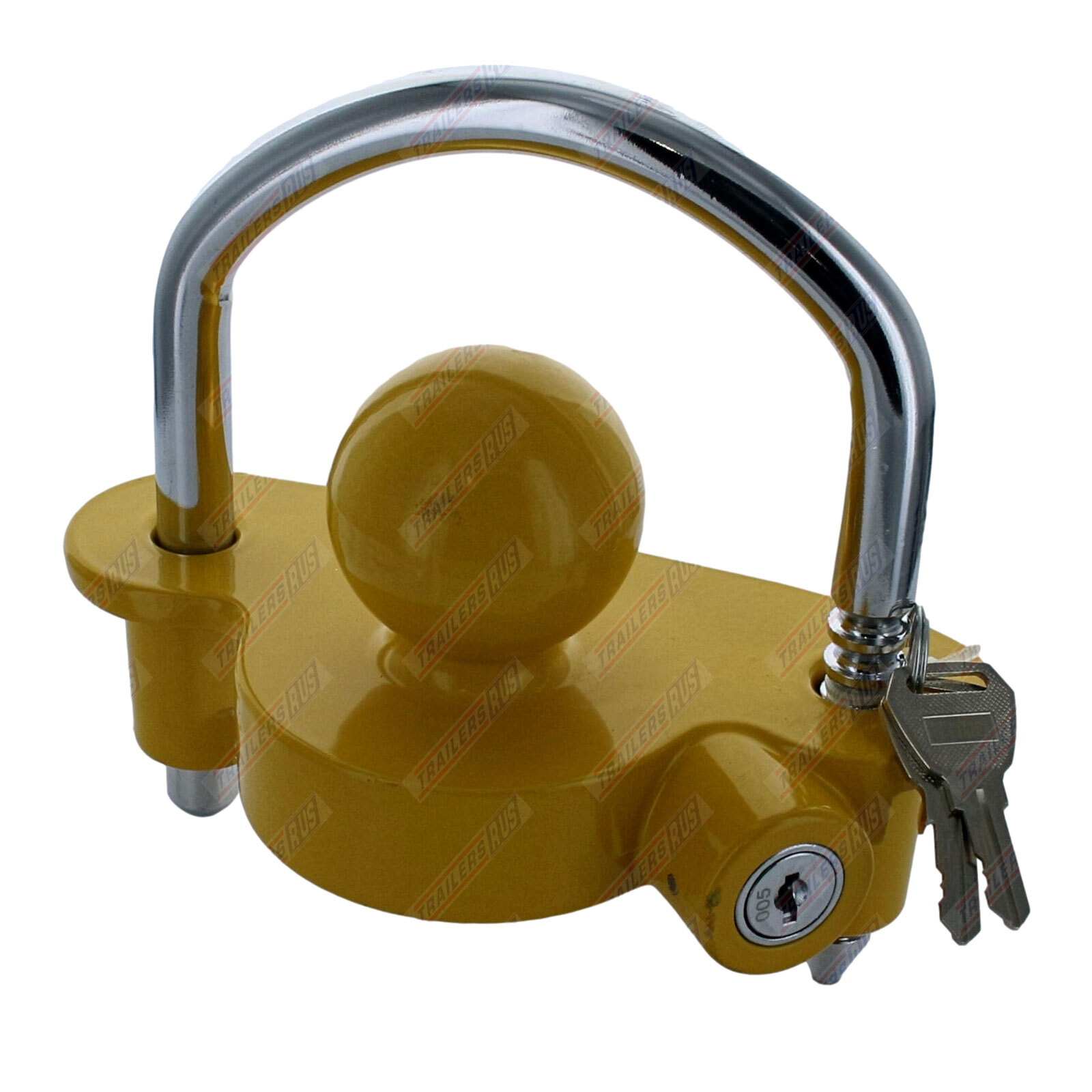 Trailer Coupling Lock Ratchet Type Yellow Universal 2 keys