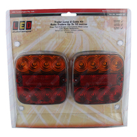 99 Series 12v LED Square Submersible Combination Trailer Lights w/Licence Plate Lamp 10M Cable