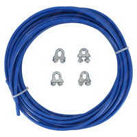 Trailer Brake Cable Galvanised PVC Coated Kit 10m x 6mm Cable Clamps Included