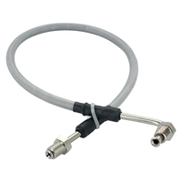 Braided Brake Line Hose 3/16 Dia. x 500mm Long with 3/8" UNF 24 TPI Right Angle Fitting Stainless Steel for Hydraulic Brakes