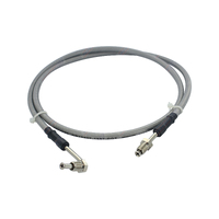Braided Brake Line Hose 3/16 Dia. x 1200mm Long with 3/8" UNF 24 TPI Right Angle Fitting Stainless Steel for Hydraulic Brakes