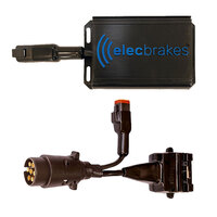Electric Brake Controller + Plug & Play Adapter Large Round 7 pin to Flat 12 pin Socket (Bundle)
