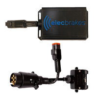 Electric Brake Controller + Plug & Play Adapter Large Round 7 pin to Flat 7 pin Socket (Bundle)