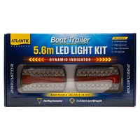 Atlantic Plug n' Play Boat Trailer Light Kit 12v Predator Series 5.6m Cable & Flat Plug #NLEDTL56MRP