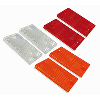 6 x Mixed Red Amber White Trailer Reflector 73mm x 43mm Self Adhesive/Screw Base