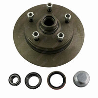 Trailer Disc Hub 12'' Inch x 5/8'' Inch Landcruiser 5 Stud With SL Bearings Dust Cap and Seals - Natural Steel