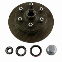 Trailer Disc Hub 12'' Inch x 5/8'' Inch Landcruiser 6 Stud With SL Bearings Dust Cap and Seals - Natural Steel
