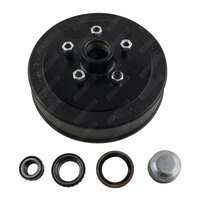 Trailer Hub Drum 10'' Inch Ford 5 Stud With SL Bearings Dust Cap and Seals - Natural Steel