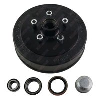 Trailer Hub Drum 10'' Inch HQ Holden 5 Stud With SL Bearings Dust Cap and Seals - Natural Steel