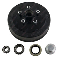 Trailer Hub Drum 10'' Inch HT Holden 5 Stud With LM Bearings Dust Cap and Seals - Natural Steel