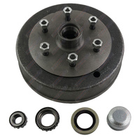 Trailer Hub Drum 10'' Inch Land Cruiser 6 Stud With LM Bearings Dust Cap and Seals - Natural Steel