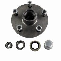 Trailer Hub 6'' Inch Commodore with LM Bearings Dust Caps and Seals - Natural Steel