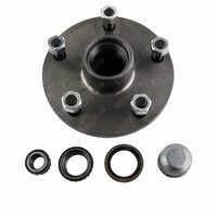 Trailer Hub 6'' Inch Commodore with SL Bearings Dust Caps and Seals - Natural Steel