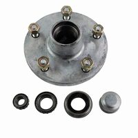 Trailer Hub 6'' Inch Commodore with LM Bearings Dust Caps and Seals - Galvanised