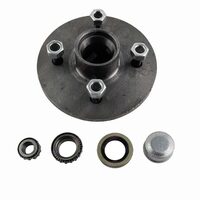 Trailer Hub 6'' Inch Gemini / BMW 4 Stud with LM Bearings Dust Cap and Seals - Natural Steel