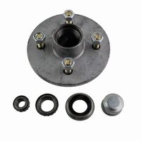 Trailer Hub 6'' Inch Gemini / BMW 4 Stud with LM Bearings Dust Cap and Seals - Galvanised