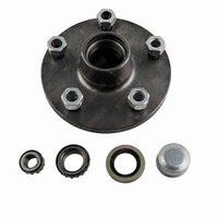 Trailer Hub 6'' Inch Holden HQ with LM Bearings Dust Caps and Seals - Natural Steel