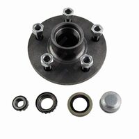 Trailer Hub 5 1/2" Holden HT 5 Stud with LM Bearings, Dust Cap & Seals - Natural Steel