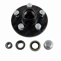 Trailer Hub 6" Holden HT 5 Stud with LM Bearings, Dust Cap & Seals - Natural Steel