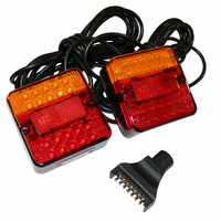 LED Square Trailer Light Kit Stop Tail Indicator Licence Plate Pre-Wired 9m Cable Submersible 10-30v