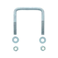U-Bolt 100mm (4'' Inch) SQUARE x 100mm (4'' Inch) Long with Flat Washers Nyloc Nuts Galvanised
