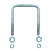U-Bolt 100mm (4'' Inch) SQUARE x 125mm (5'' Inch) Long with Flat Washers Nyloc Nuts Galvanised