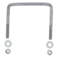 U-Bolt 150mm (6'' Inch) SQUARE x 125mm (5'' Inch) Long with Flat Washers Nyloc Nuts Galvanised