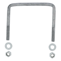 U-Bolt 150mm (6'' Inch) SQUARE x 125mm (5'' Inch) Long with Flat Washers Nyloc Nuts Galvanised