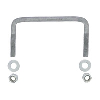 U-Bolt 150mm (6'' Inch) SQUARE x 75mm (3'' Inch) Long with Flat Washers Nyloc Nuts Galvanised
