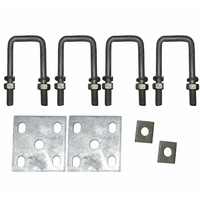 U Bolts Kit 50mm SQUARE x 100mm Galvanised Boat Trailer Fish Plates Axle Pads