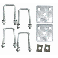 U Bolts Kit 50mm Square x 4.5" Galvanised Boat Trailer Fish Plates Axle Pads