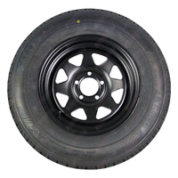 Rim and Tyre 14" x 5.5" Sunraysia Black Holten HT Stud Pattern 185R14LT Tyre Caravan Camper Trailer