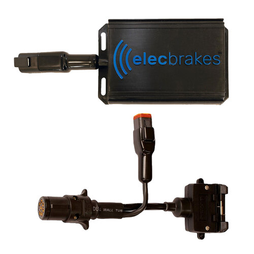Electric Brake Controller + Plug & Play Adapter Small Round 7 pin to Flat 7 pin socket (Bundle)