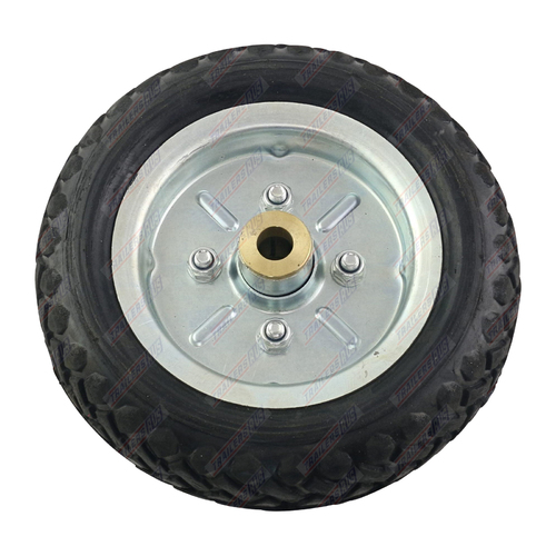 Solid Rubber Wheel Metal Rim to Replace 10" Jockey Wheel 19mm Bore 