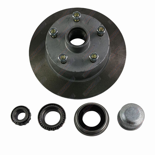 Trailer Disc Hub 10'' Inch Holden HQ 5 Stud With LM Bearings Dust Cap & Seals - Galvanised
