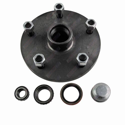 Trailer Hub 7 1/2" Landcruiser 5 Stud With SL Bearings, Dust Cap & Seals Natural Steel TRU