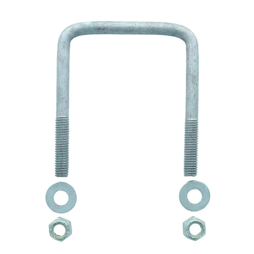 U-Bolt 100mm (4") SQUARE x 125mm (5") Long with Flat Washers Nyloc Nuts Galvanised