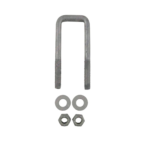 U-Bolt 40mm (1 1/2") SQUARE x 115mm (5") Long with Flat Washers Nyloc Nuts Galvanised