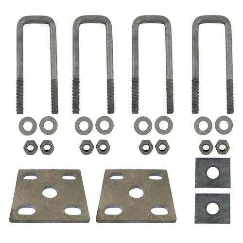 U Bolts Kit 40mm SQUARE x 140mm Galvanised Boat Trailer Fish Plates Axle Pads