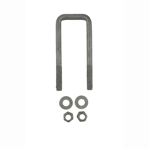U-Bolt 50mm (2") SQUARE x 175mm (7") Long with Flat Washers Nyloc Nuts Galvanised