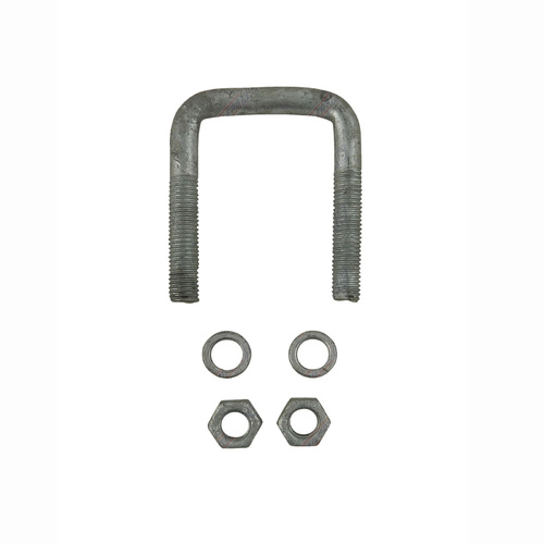 U-Bolt 50mm (2") SQUARE x 75mm (3") Long 12mm Dia with Spring Washers & Nuts Galvanised