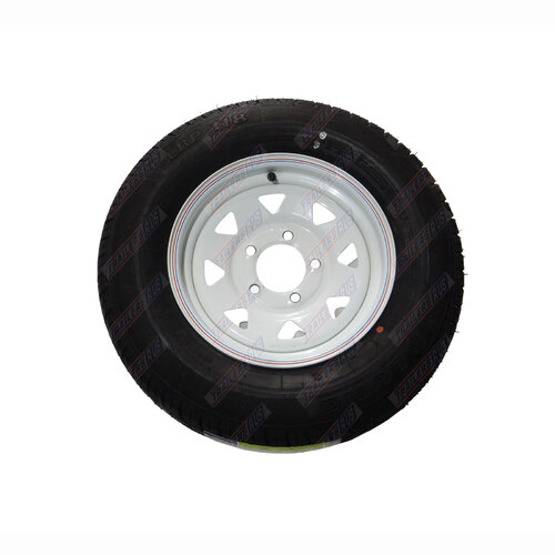 Rim and Tyre 13" Sunraysia White Ford Stud Pattern 165R13LT Tyre Caravan Box Camper Boat Trailer